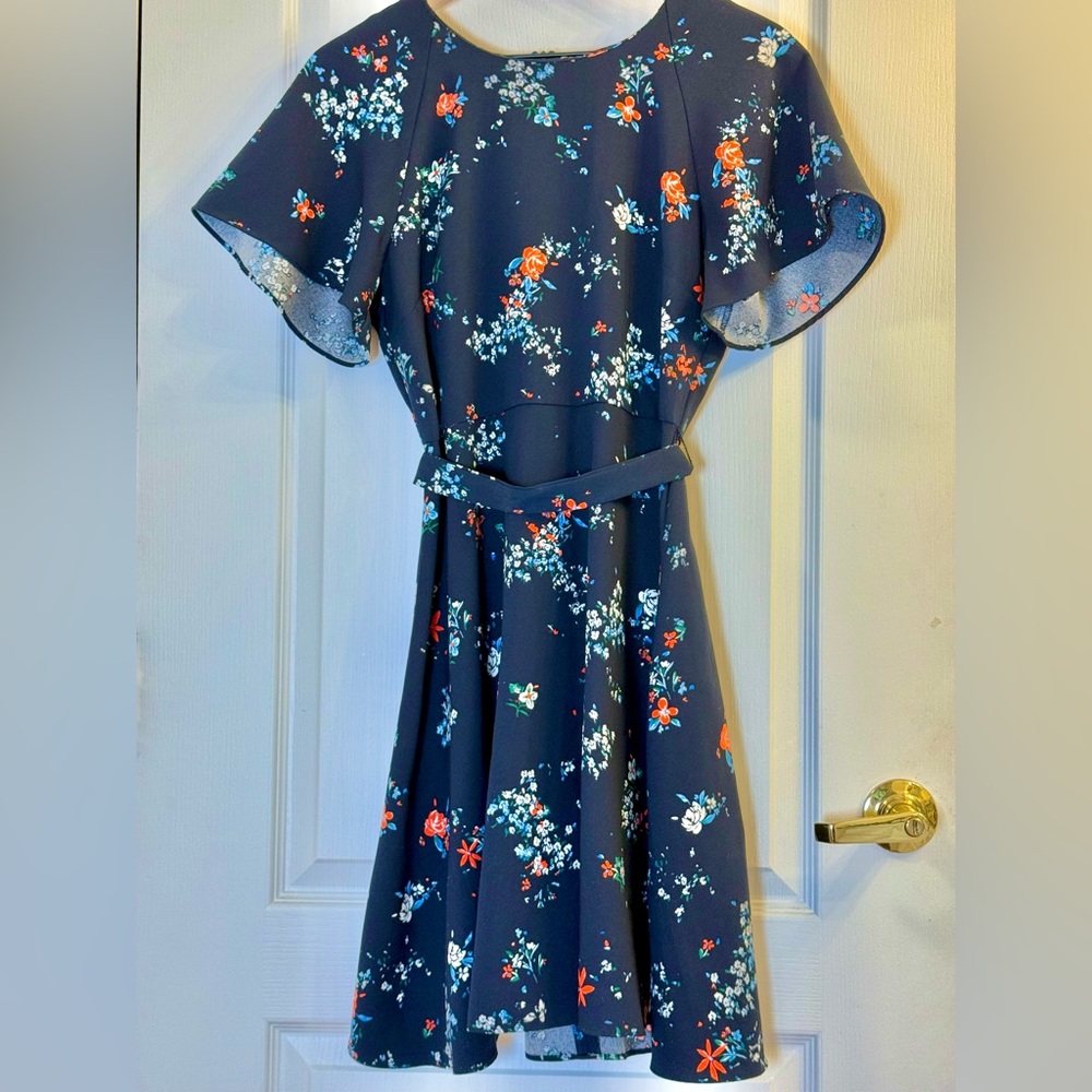 Banana Republic Navy Floral A-Line Mini Dress Size 6 NWOT